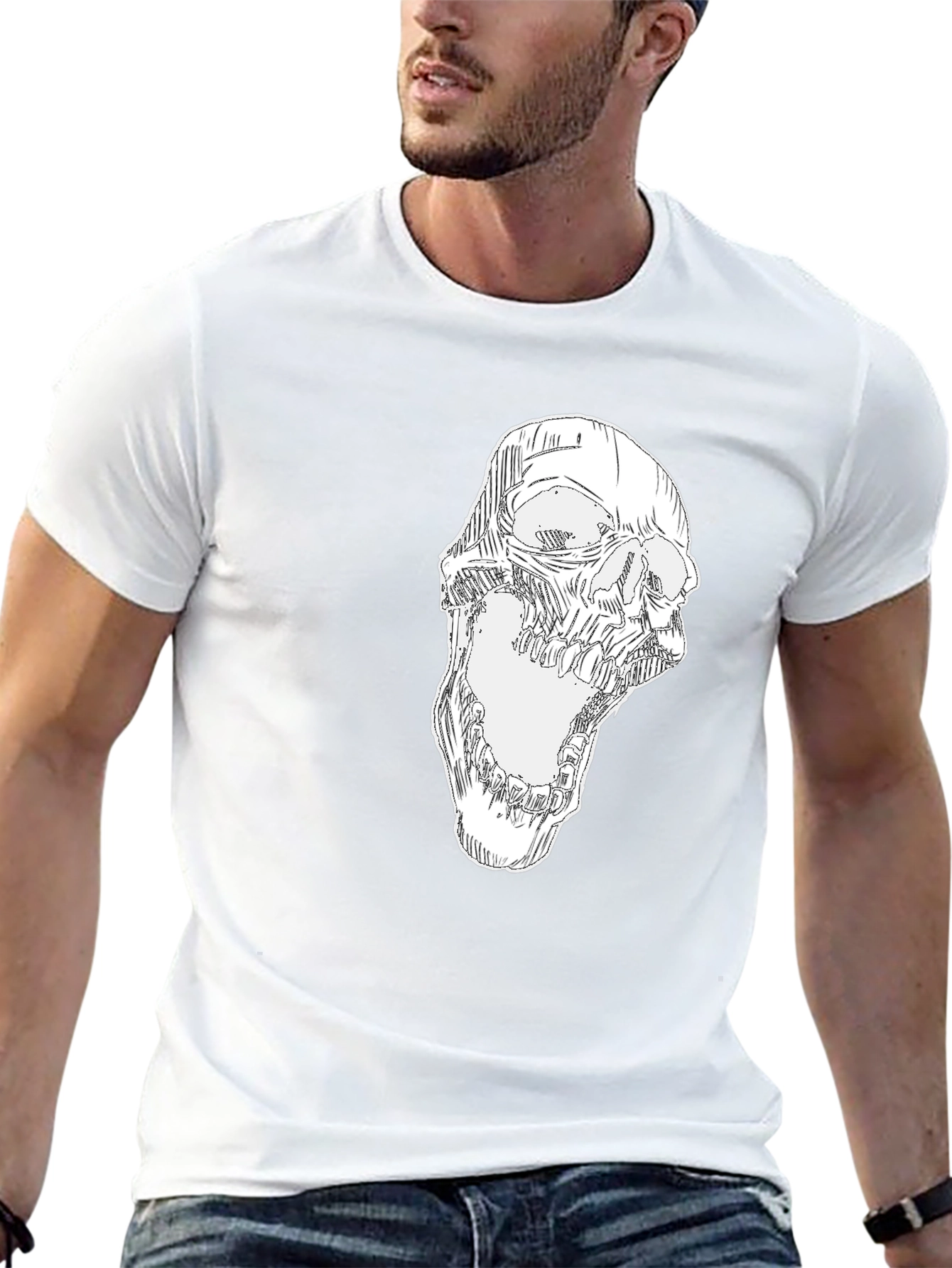 Skull Graphic Print Black T-Shirt - Mens Fashion