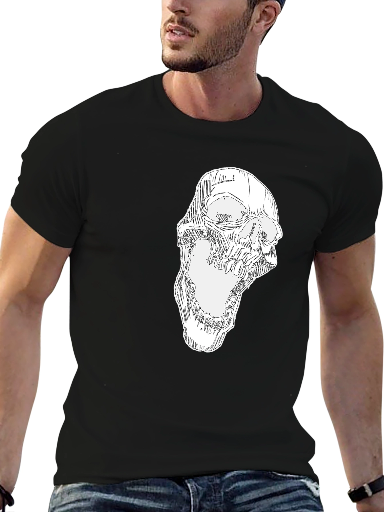 Skull Graphic Print Black T-Shirt - Mens Fashion