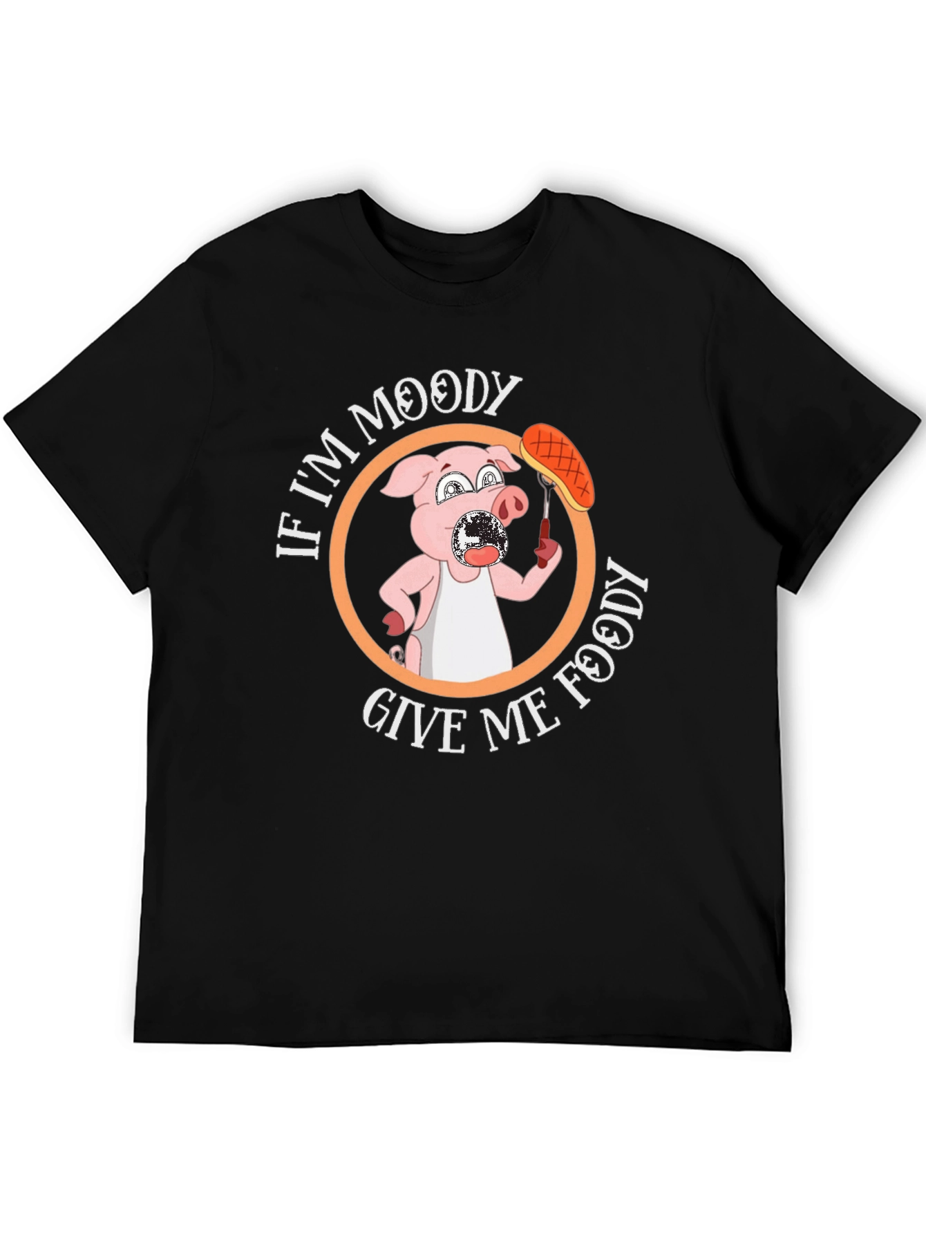 Moody Pig Foody Black T-Shirt - Funny Graphic Tee