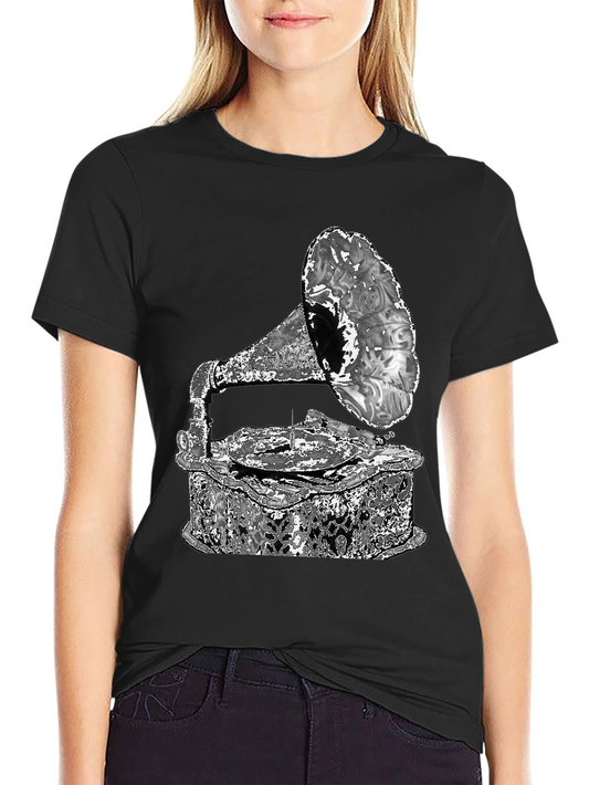 Vintage Gramophone T-Shirt - Retro Music Style