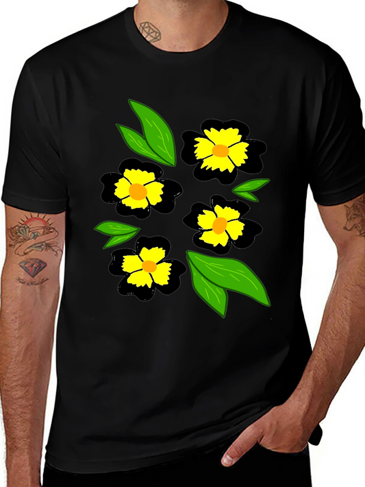 Black Floral T-Shirt - Casual Wear
