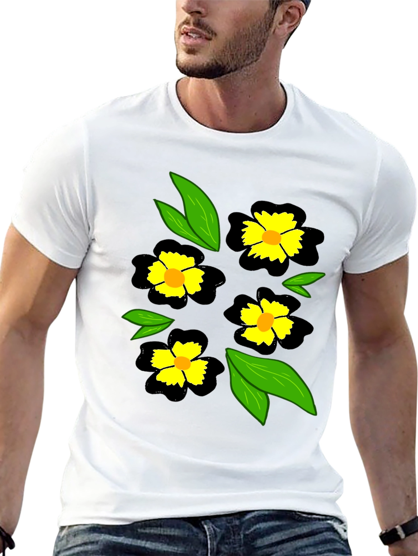 Black Floral T-Shirt - Casual Wear