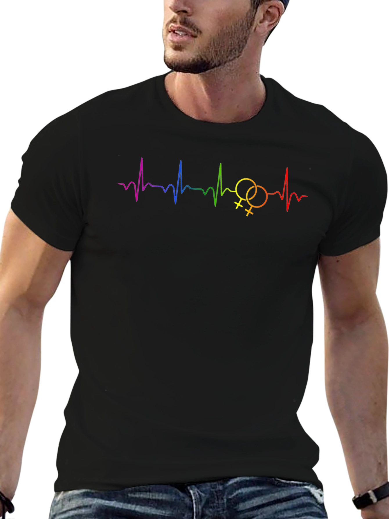 Rainbow Lesbian Heartbeat T-Shirt