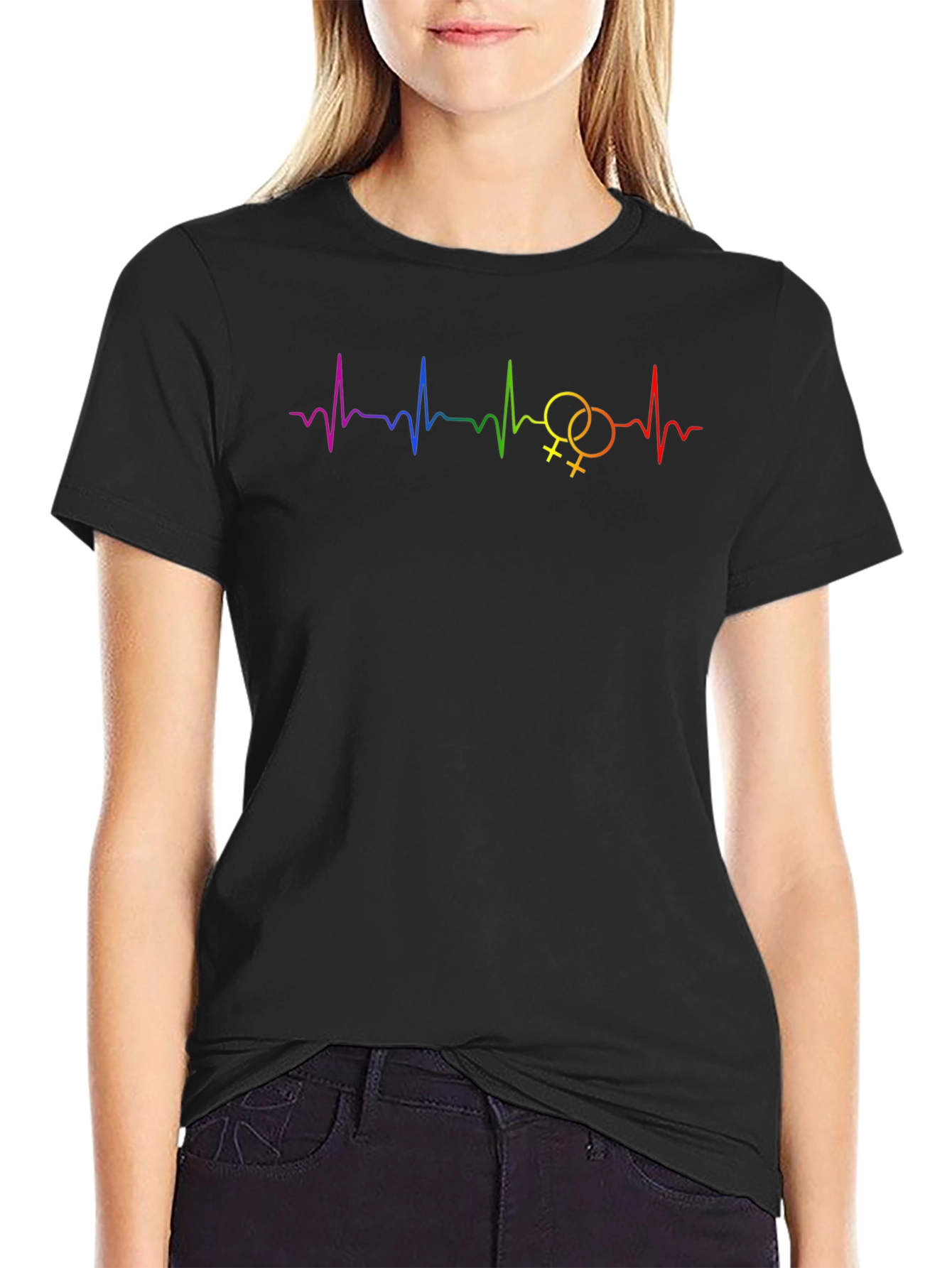 Rainbow Lesbian Heartbeat T-Shirt
