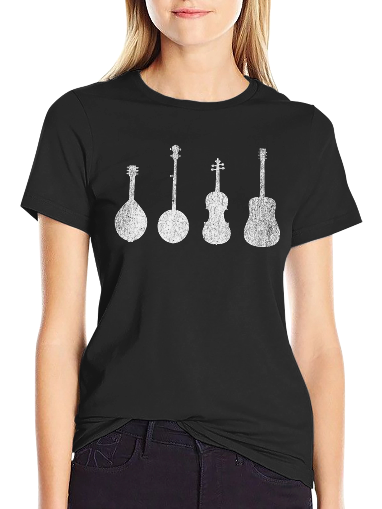Musicians Instrument Graphic Tee - Black Cotton T-Shirt