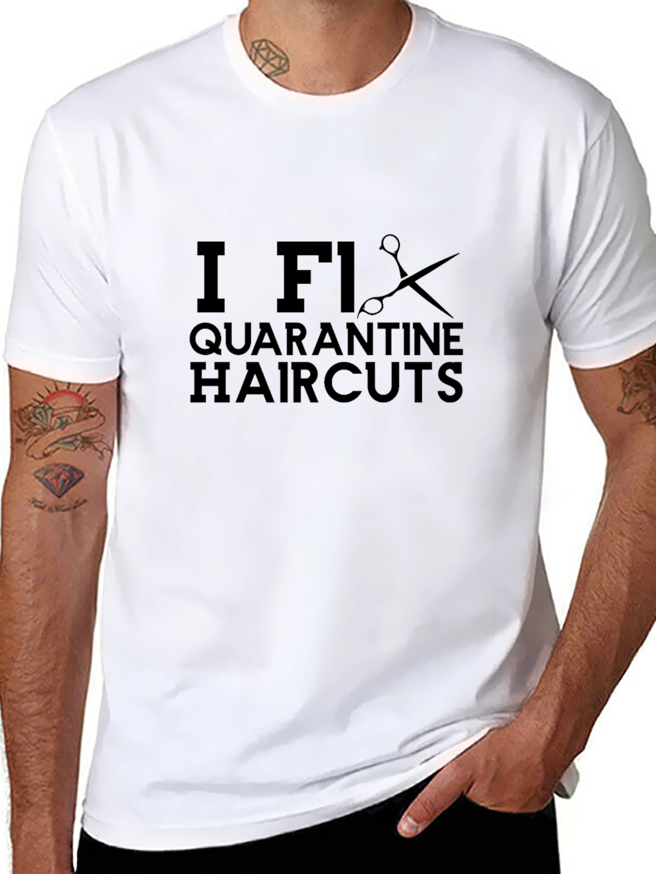 I Fix Quarantine Haircuts Black T-Shirt