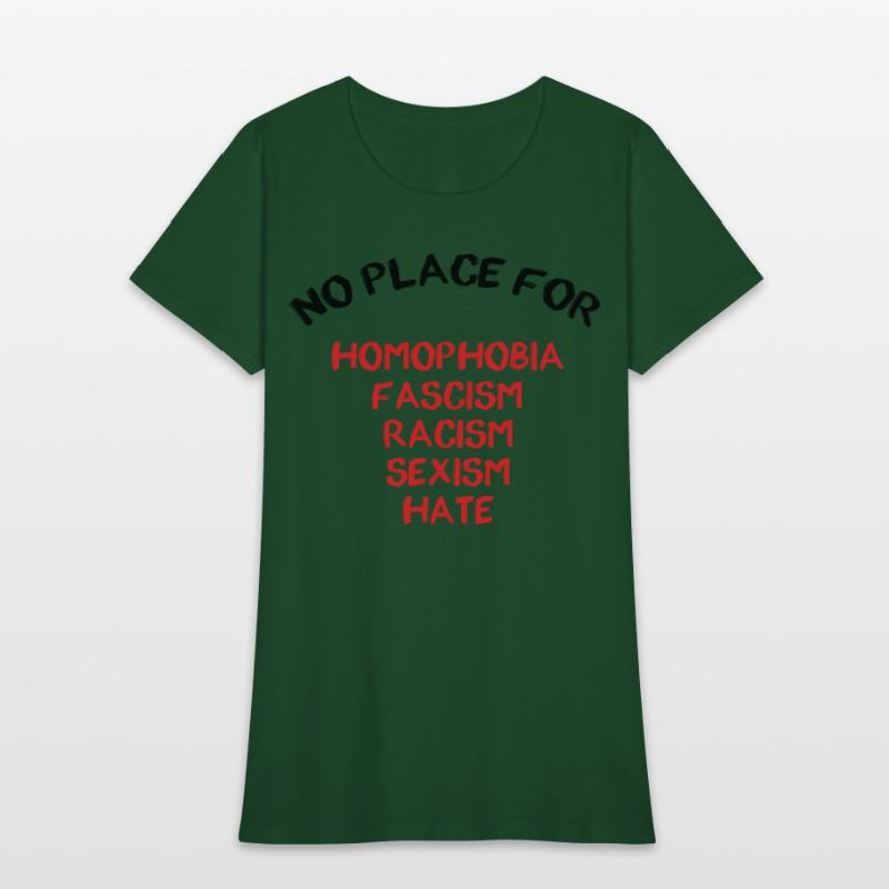 NO PLACE FOR HOMOPHOBIA FASCISM RACISM SEXISM HATE