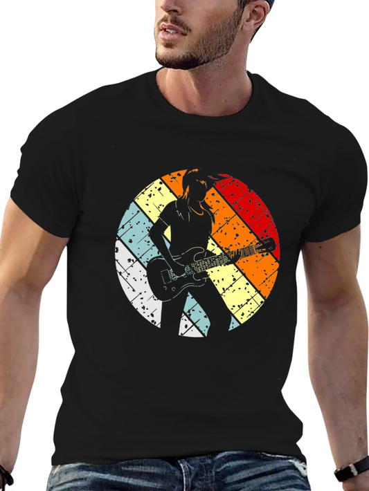 Retro Guitarist Graphic Tee - Vintage Style T-Shirt
