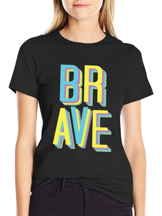 Brave Graphic Tee - Retro Word Design - Casual Comfort