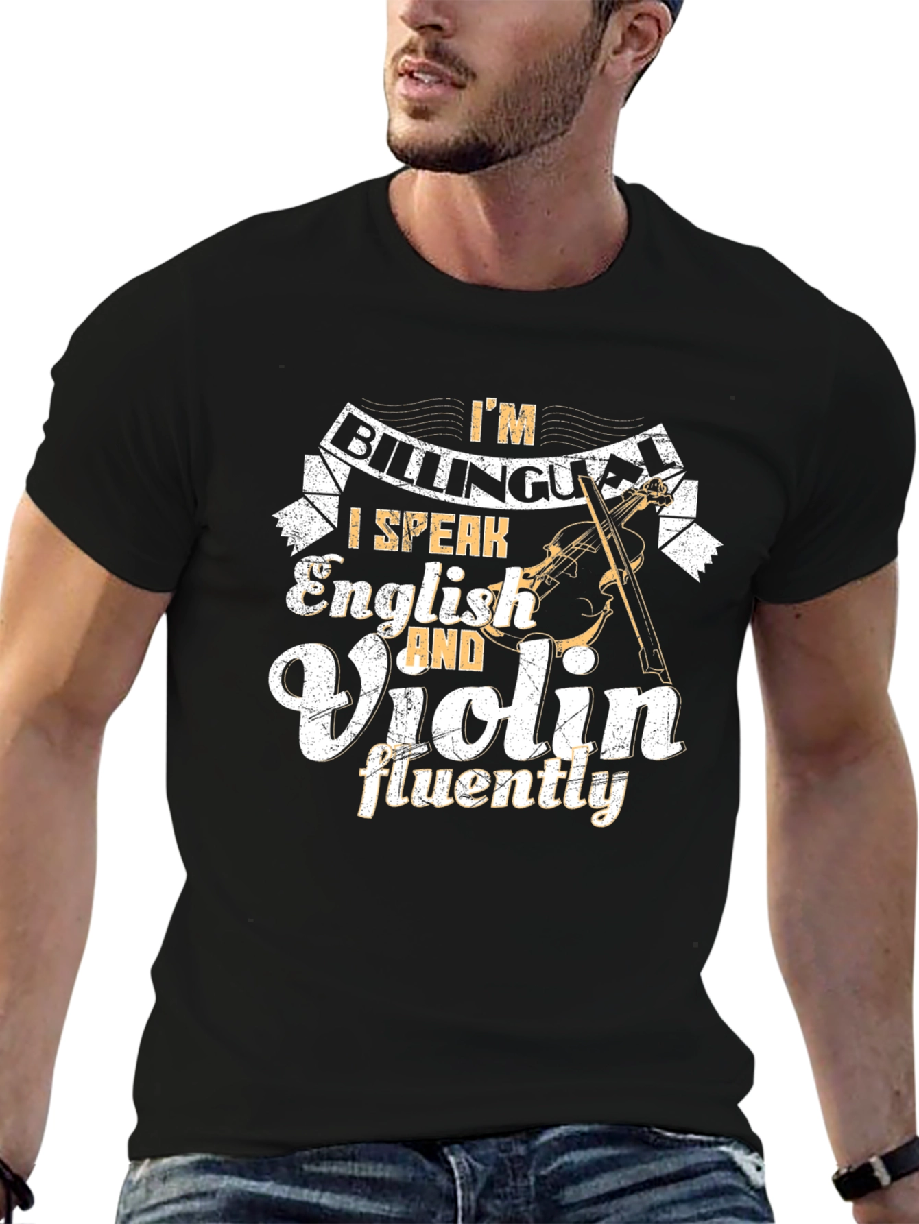 Bilingual English & Violin Black T-Shirt