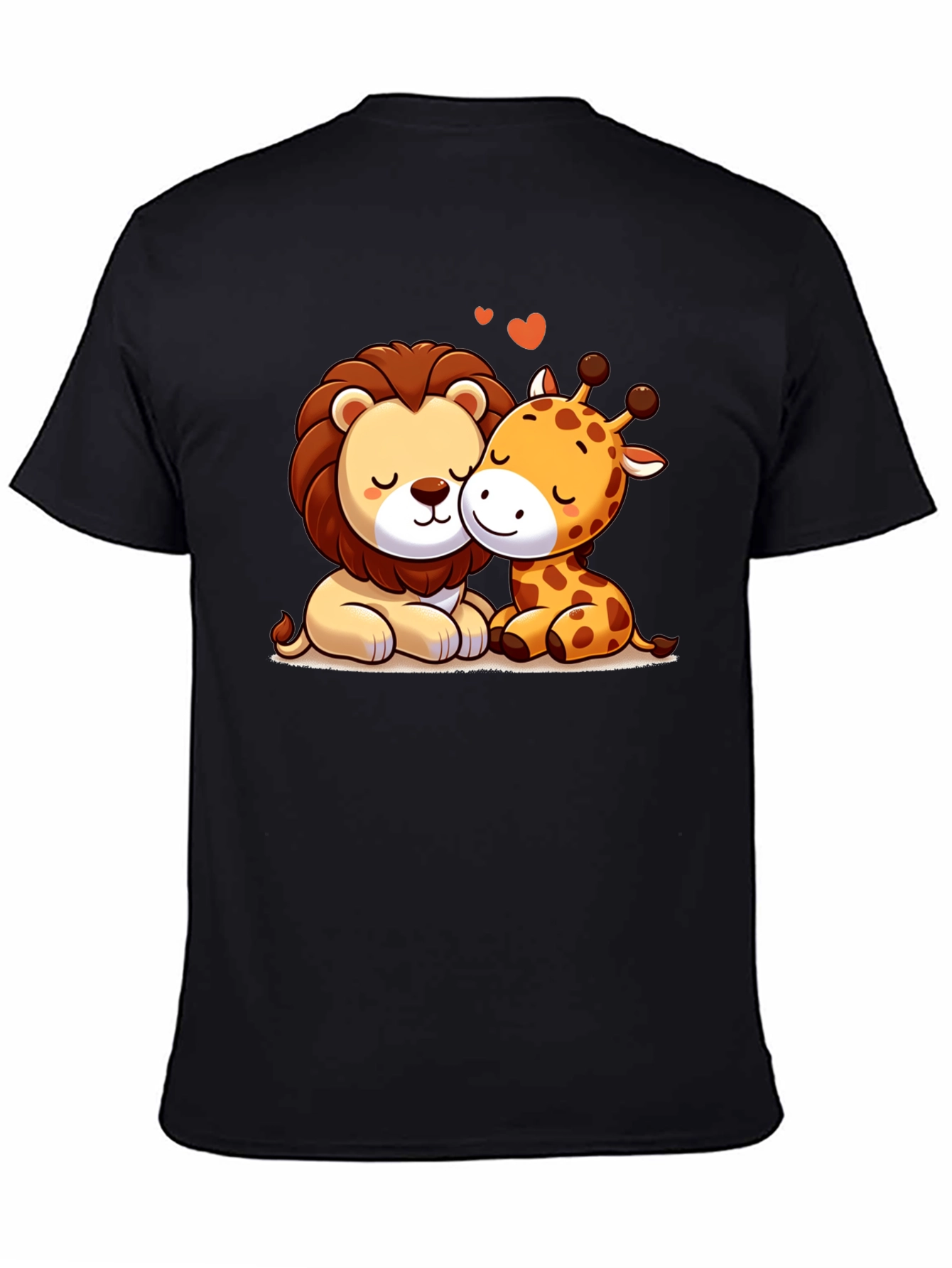 Lion & Giraffe Love T-Shirt - Cartoon Style