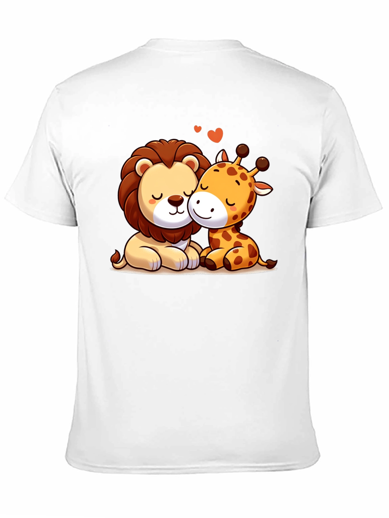 Lion & Giraffe Love T-Shirt - Cartoon Style
