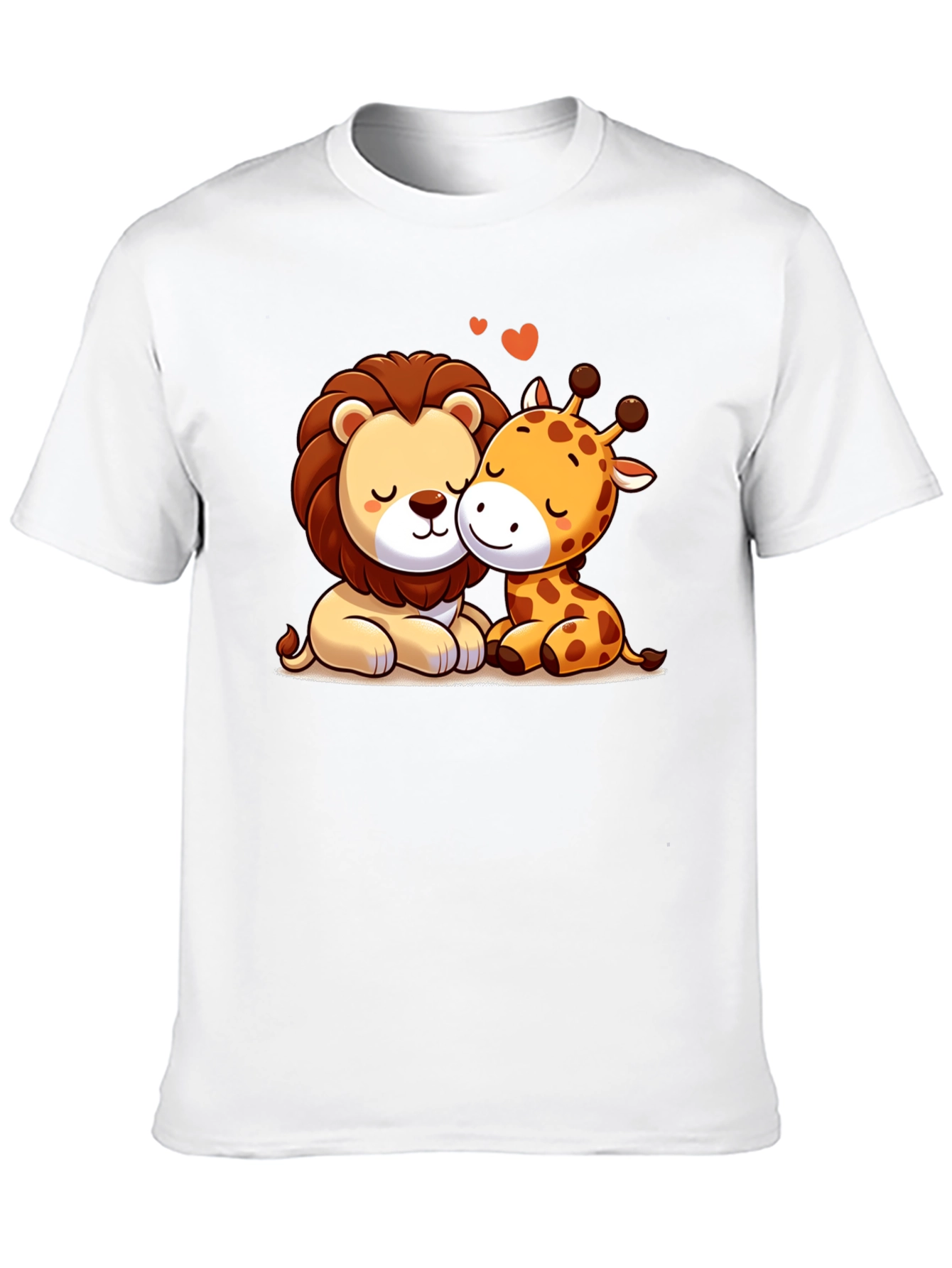 Lion & Giraffe Love T-Shirt - Cartoon Style