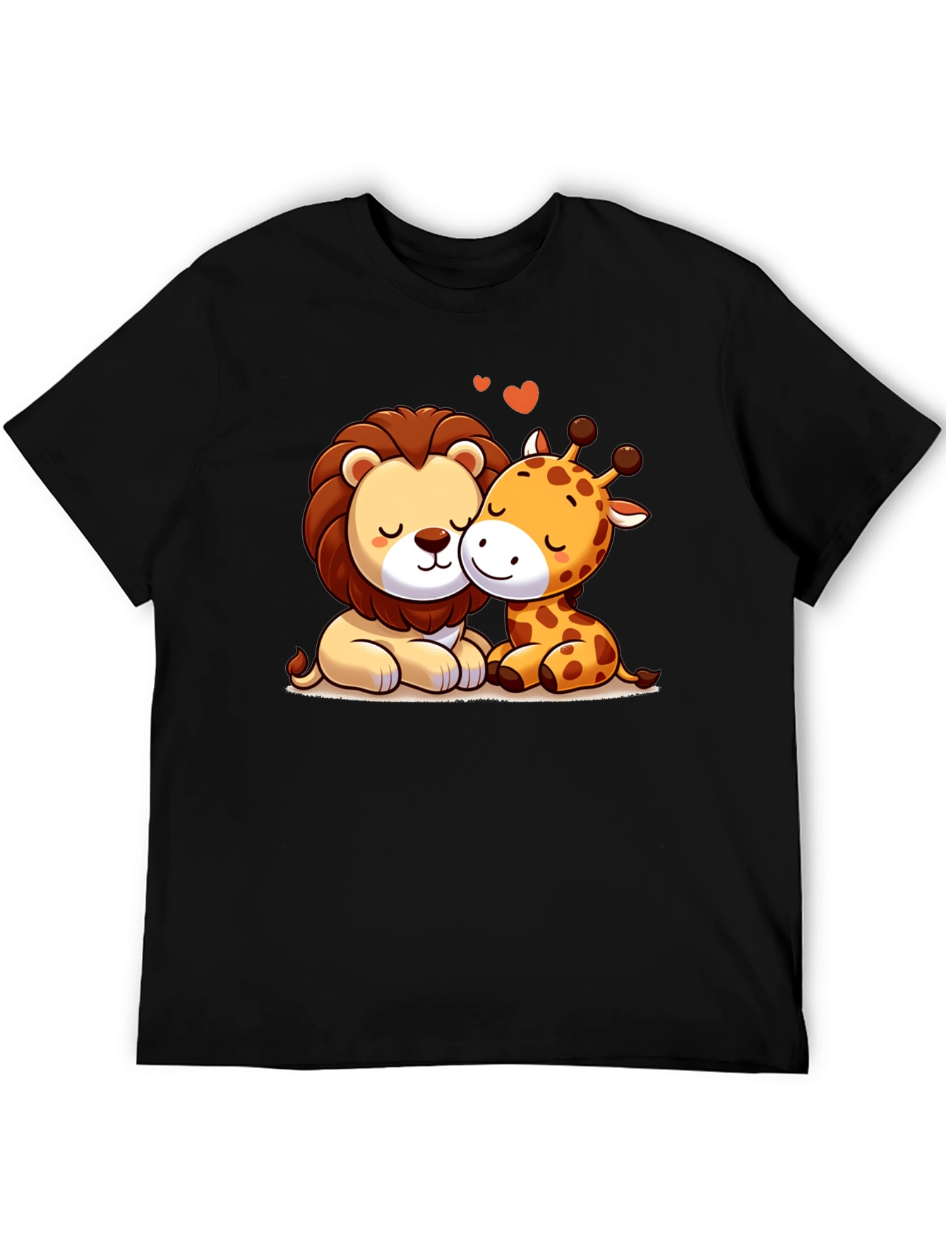 Lion & Giraffe Love T-Shirt - Cartoon Style