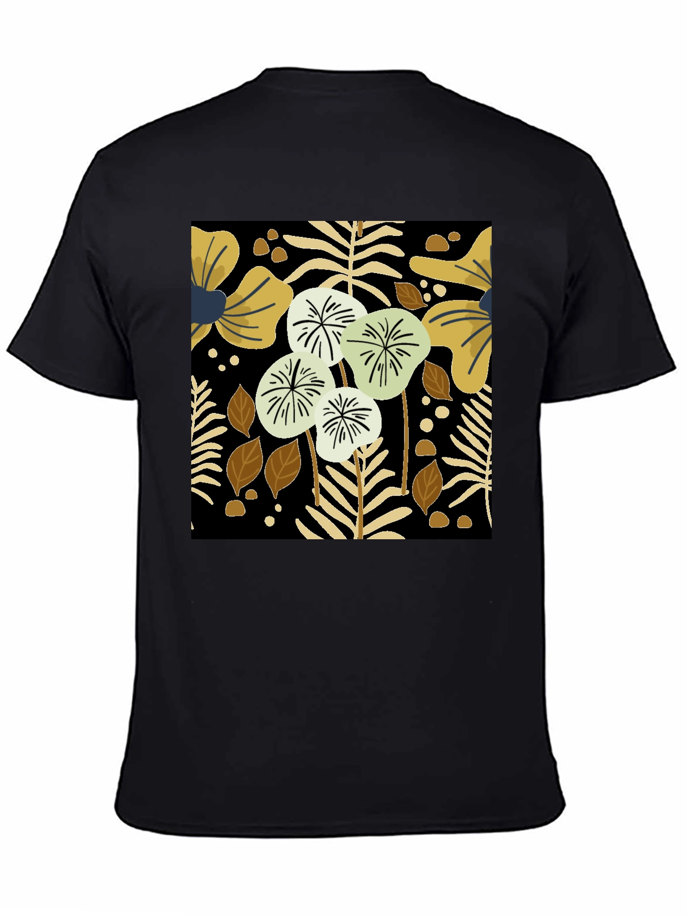 Black Floral Print Mens Tee