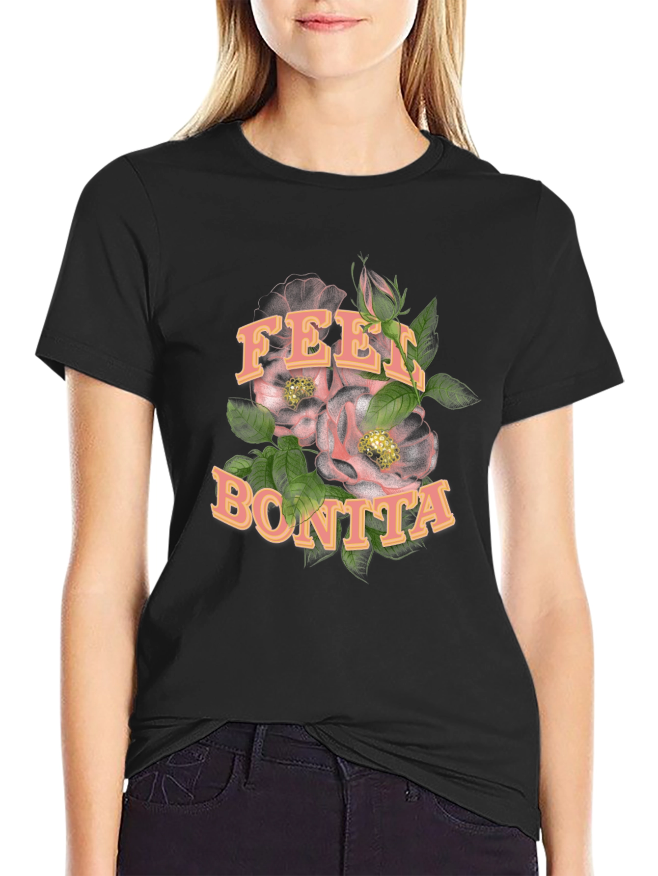 Feel Bonita Black Graphic T-Shirt