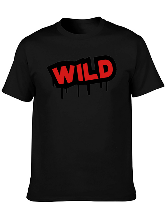 Wild Graphic Print Black T-Shirt for Men