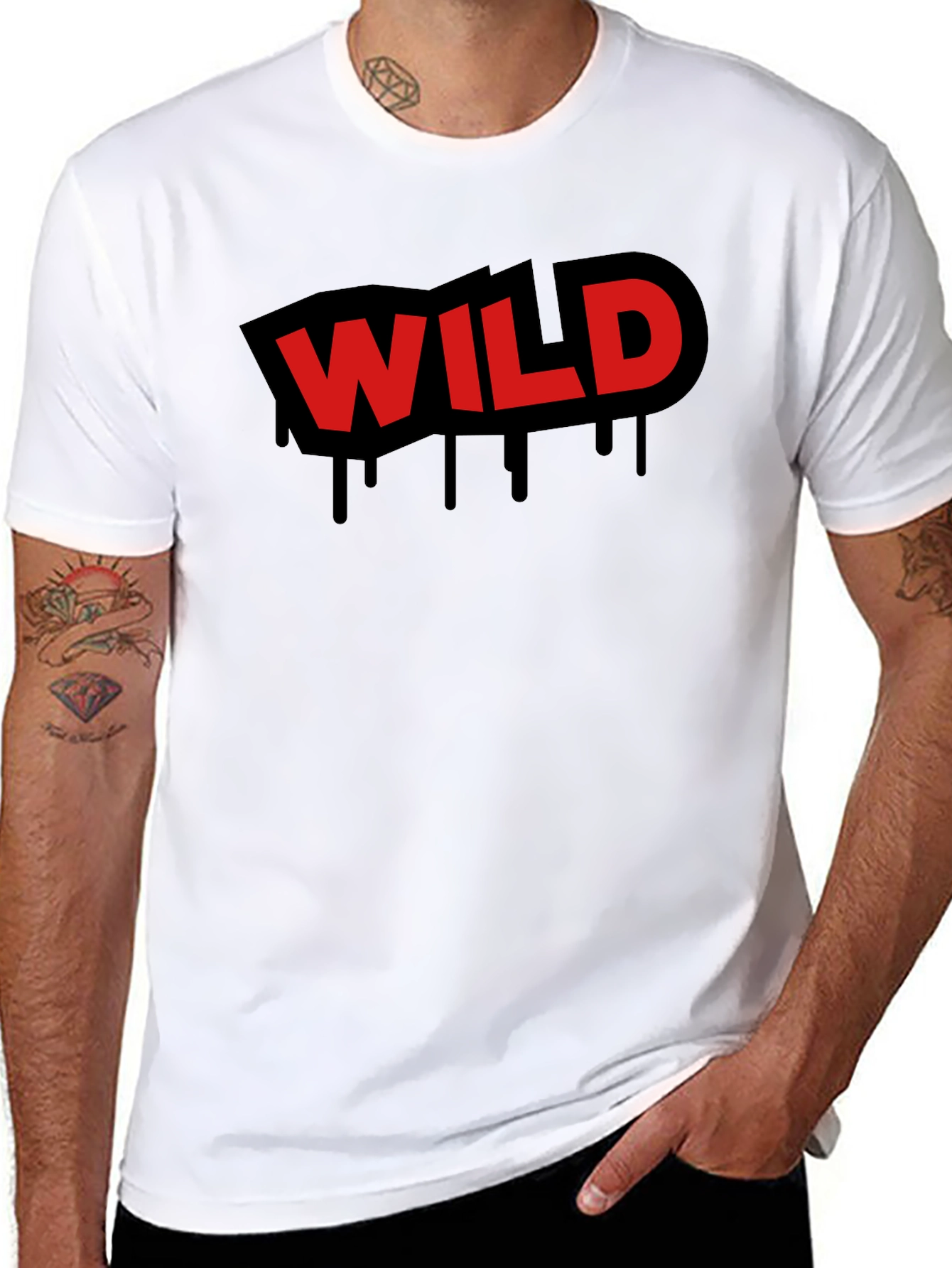 Wild Graphic Print Black T-Shirt for Men