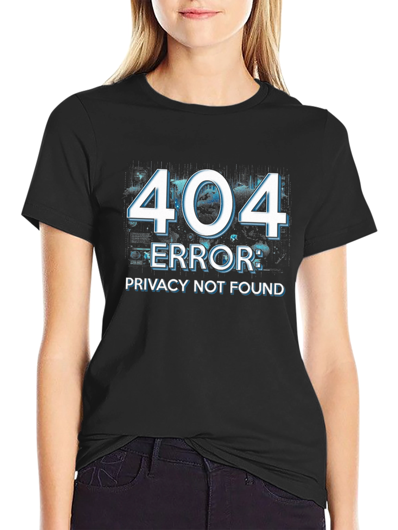 404 Error Privacy Not Found Black T-Shirt