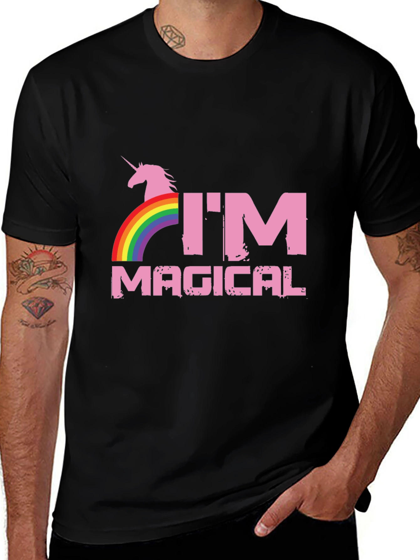 Im Magical Unicorn Rainbow Black T-Shirt