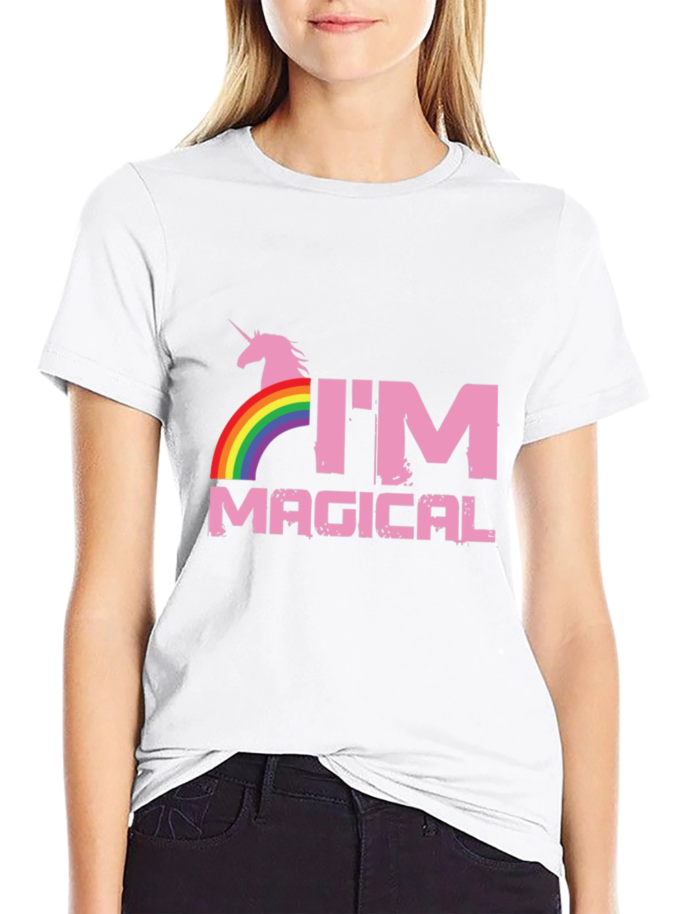 Im Magical Unicorn Rainbow Black T-Shirt