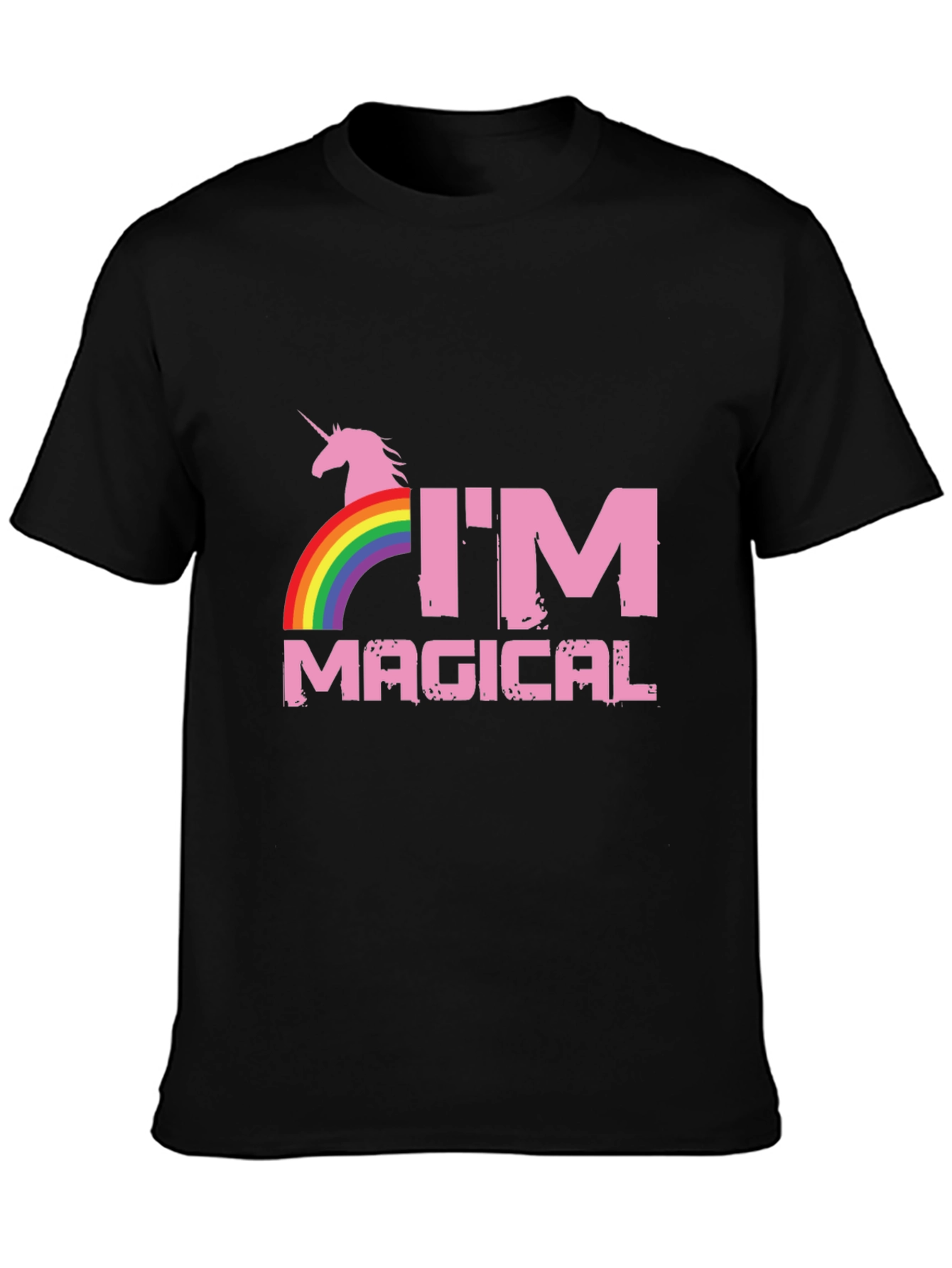 Im Magical Unicorn Rainbow Black T-Shirt