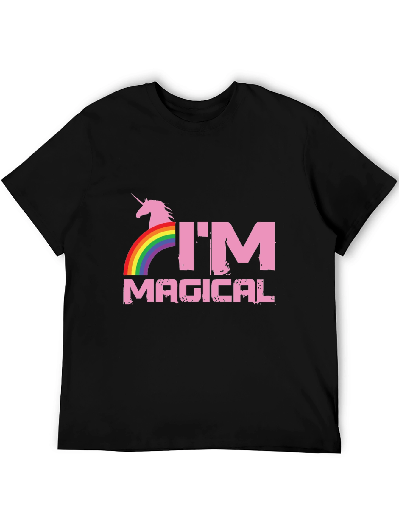 Im Magical Unicorn Rainbow Black T-Shirt