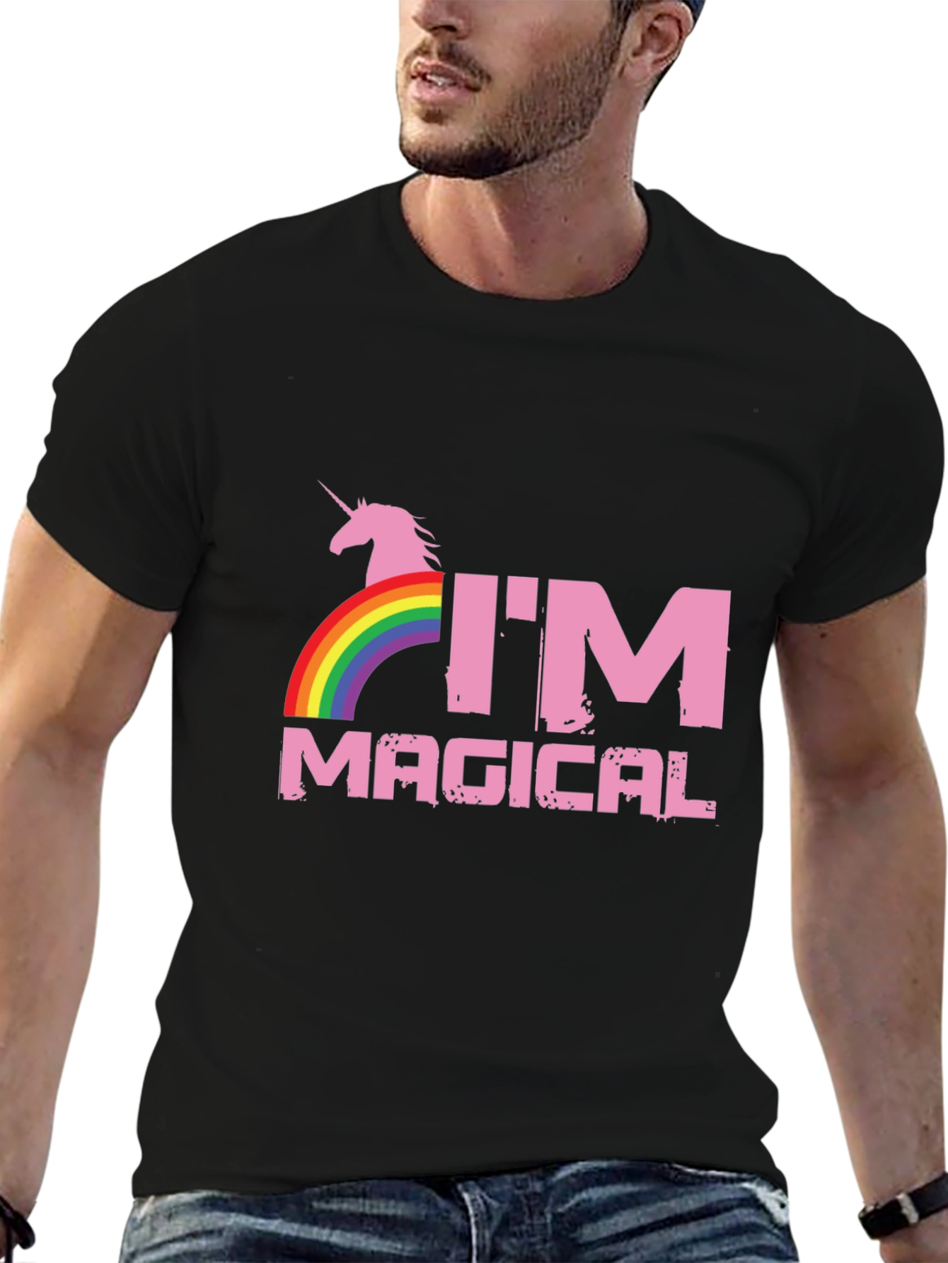 Im Magical Unicorn Rainbow Black T-Shirt