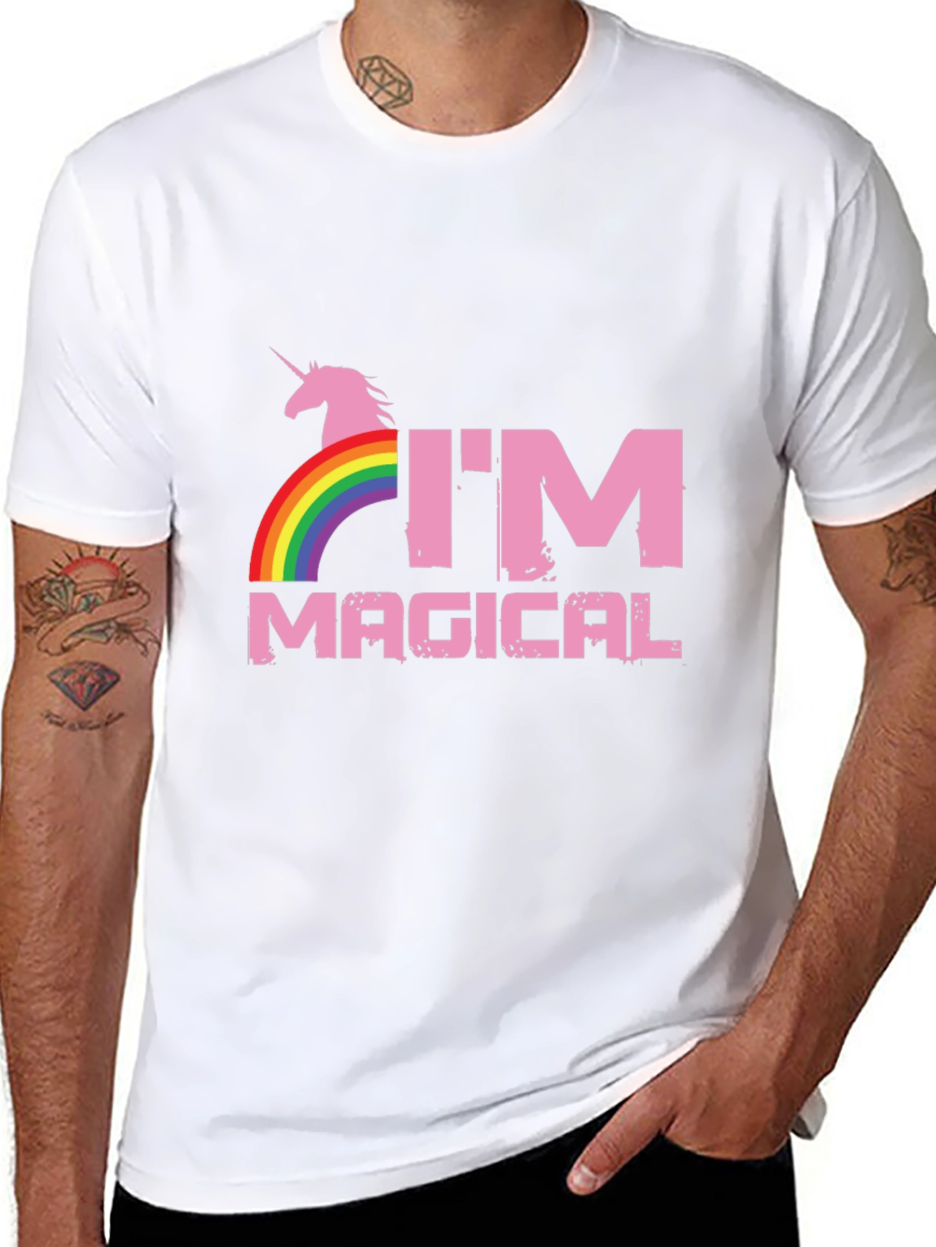 Im Magical Unicorn Rainbow Black T-Shirt