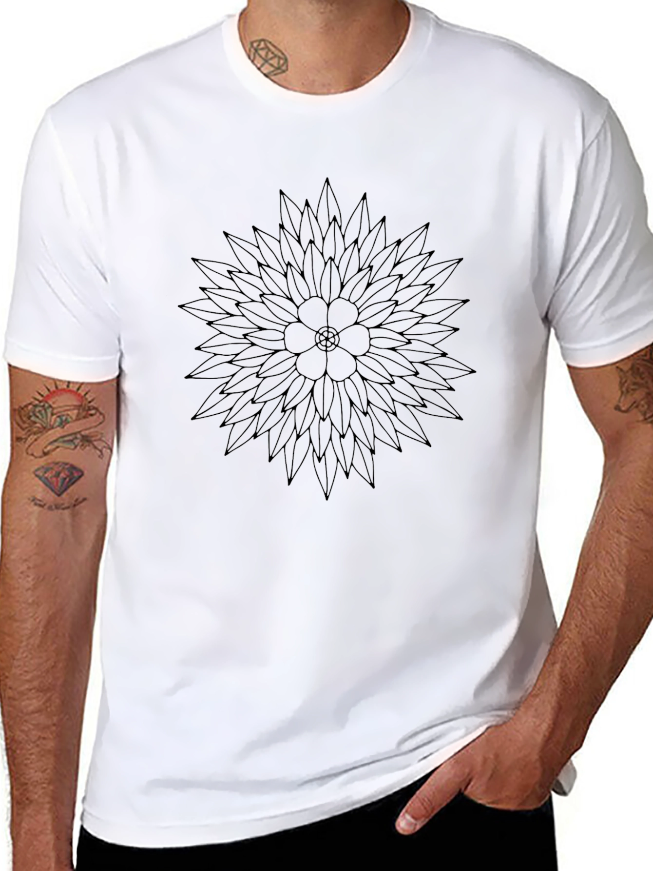 Abstract Flower Graphic Black T-Shirt