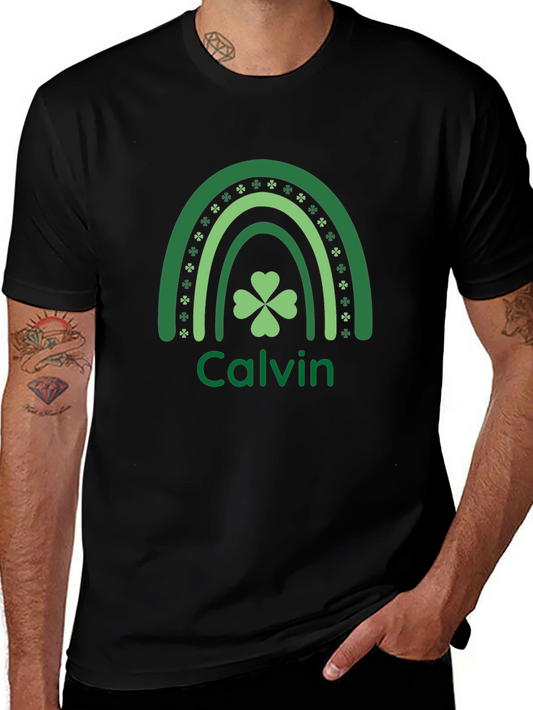 St. Patricks Day Calvin Rainbow Shamrock T-Shirt