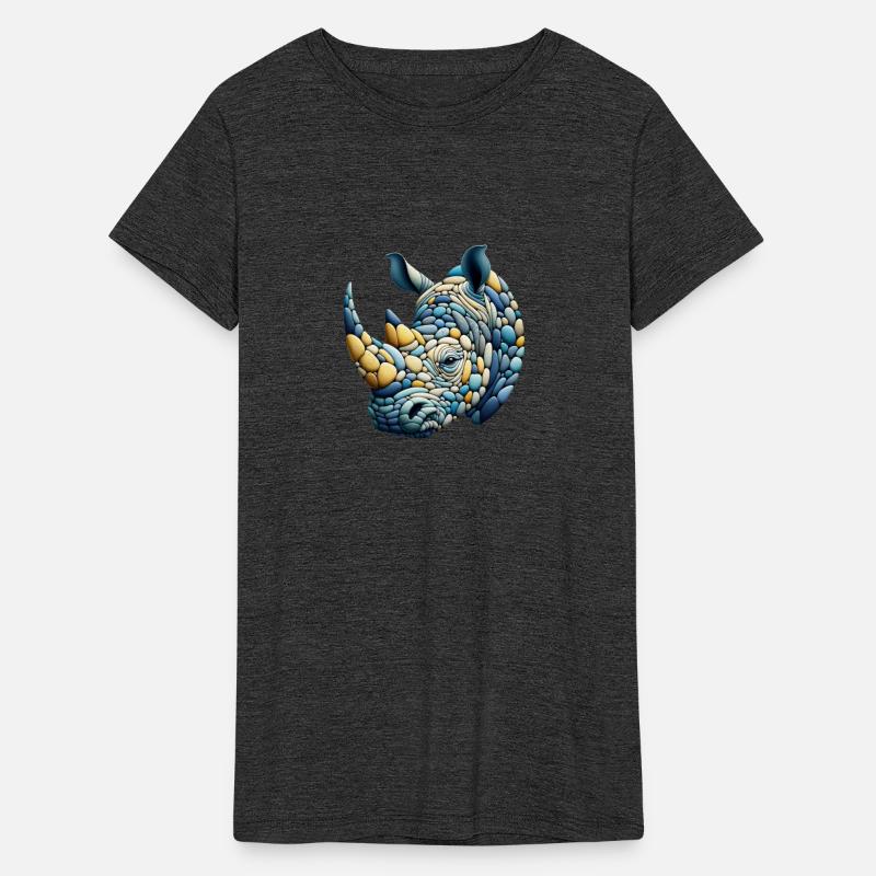 Oceanic Hues Rhino Pebble Art Design