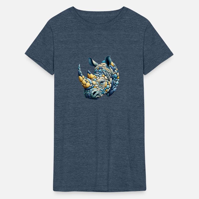 Oceanic Hues Rhino Pebble Art Design