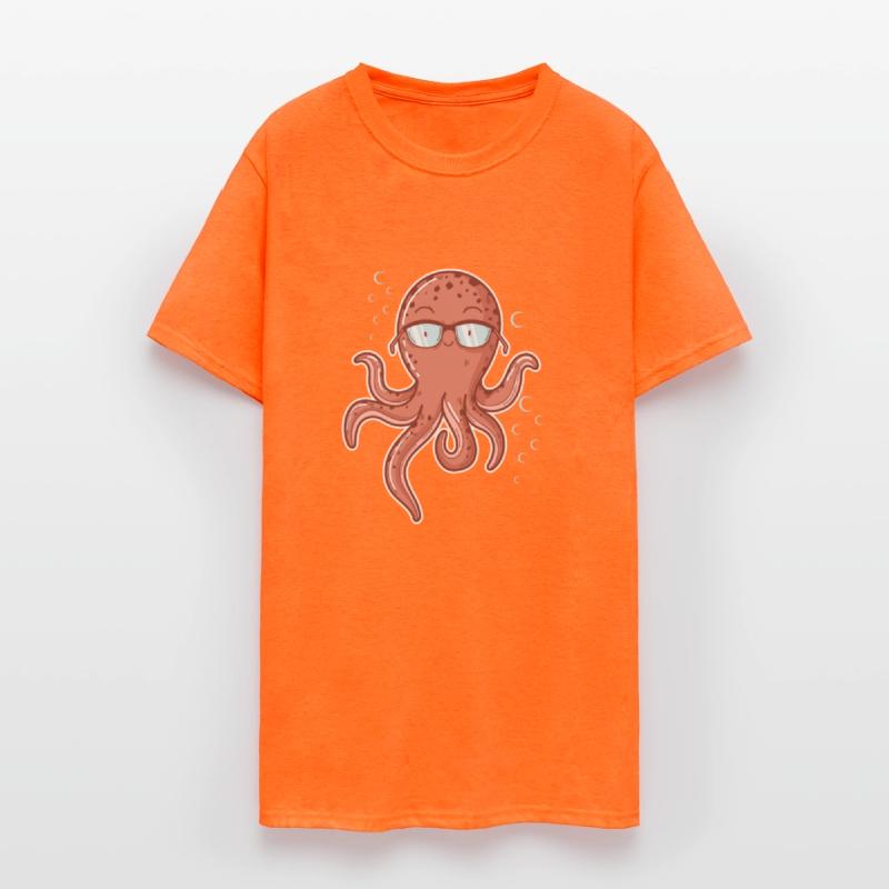 Octopus with Glasses as Nerd in the Water