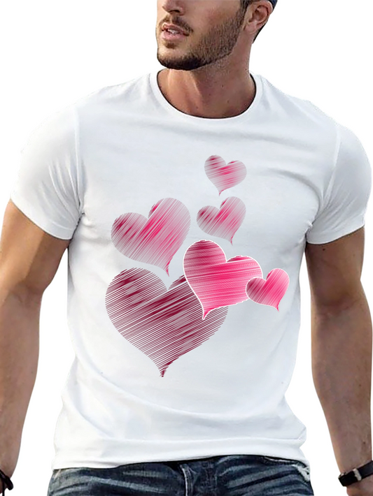 Heart Scribble Graphic Tee - Mens Casual Black T-Shirt