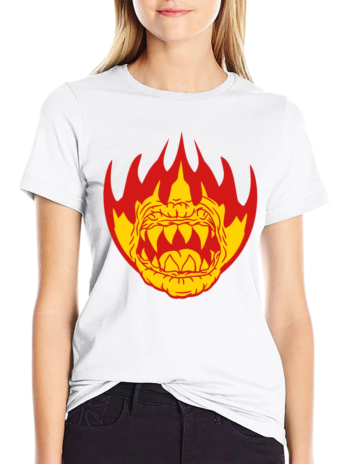 Fiery Monster Graphic T-Shirt - Black