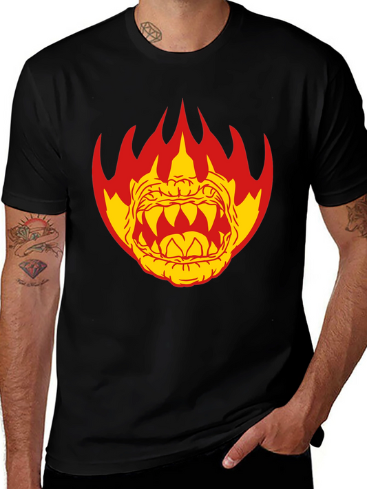 Fiery Monster Graphic T-Shirt - Black