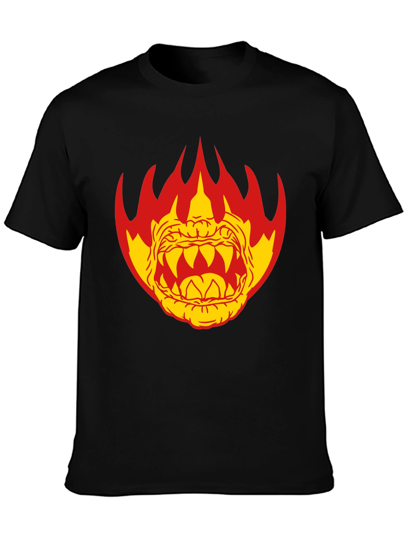Fiery Monster Graphic T-Shirt - Black