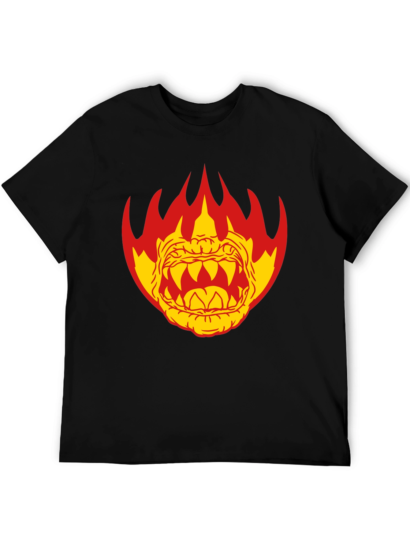 Fiery Monster Graphic T-Shirt - Black