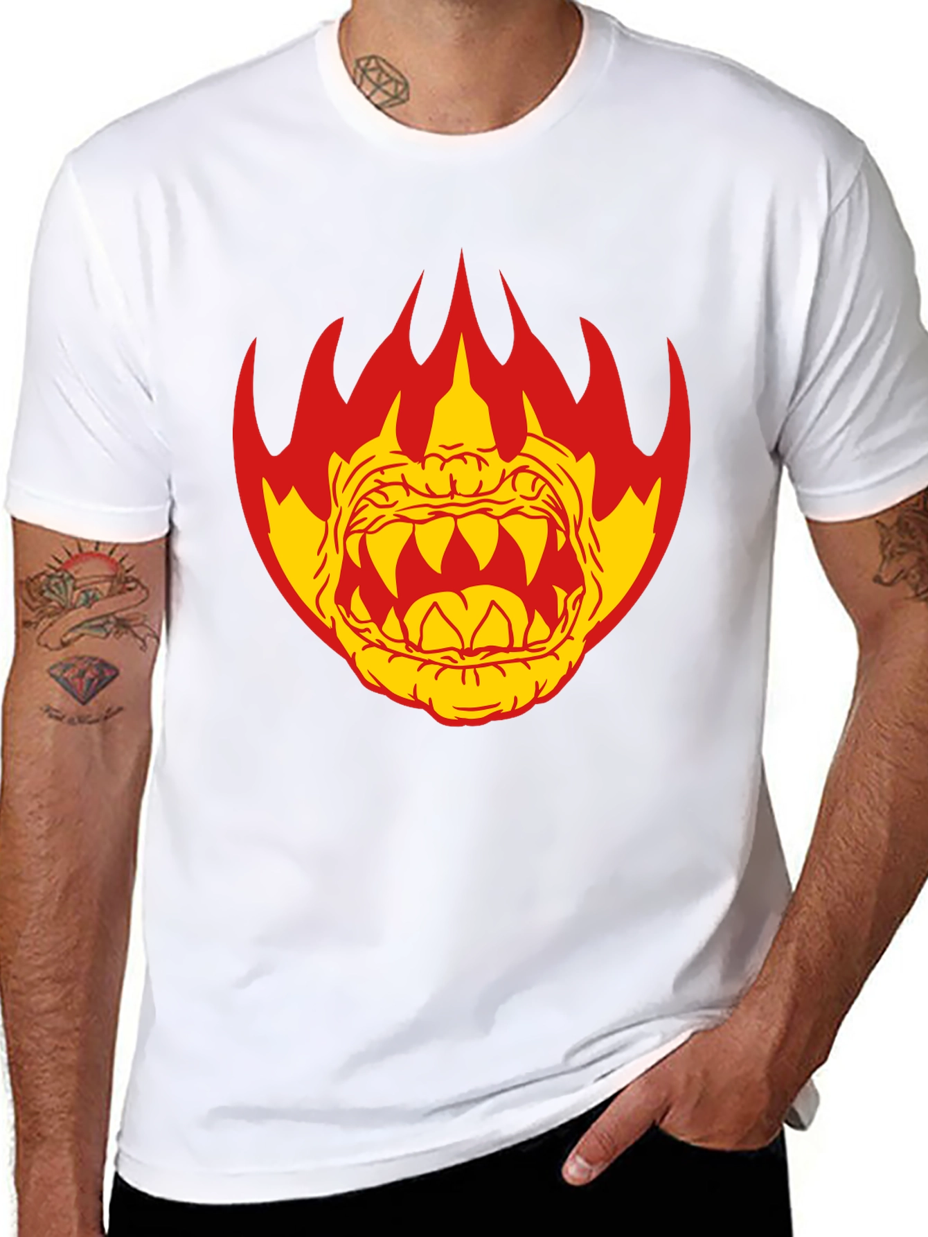 Fiery Monster Graphic T-Shirt - Black