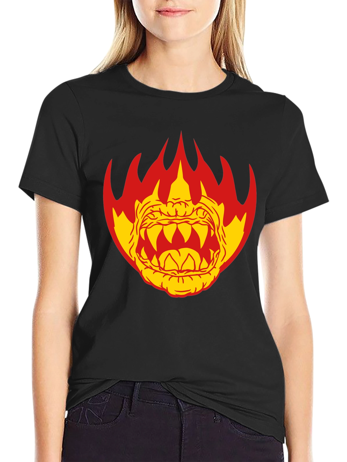 Fiery Monster Graphic T-Shirt - Black