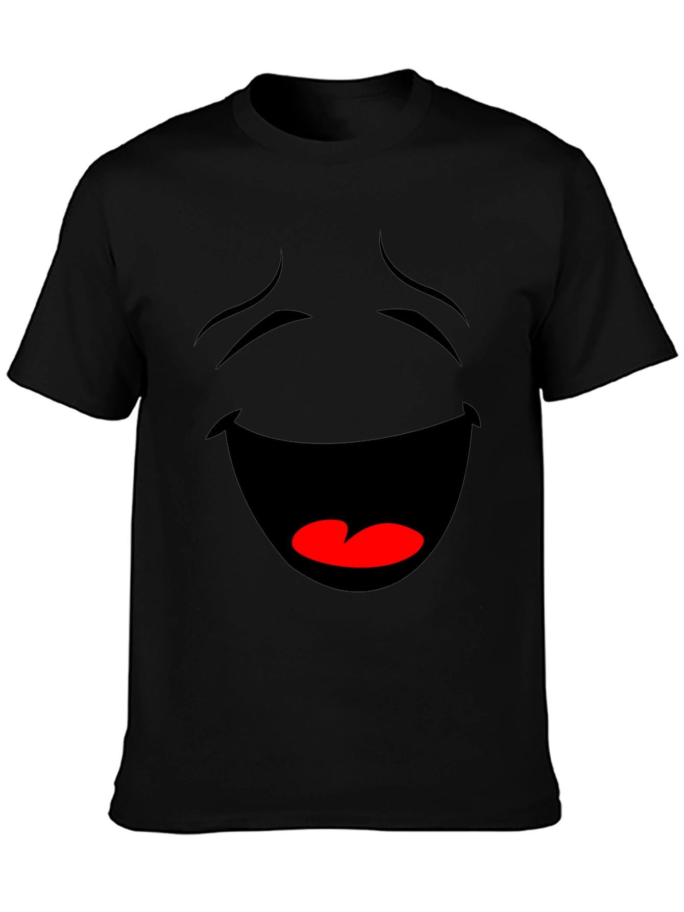 Laughing Face Graphic Tee - Black Cotton T-Shirt