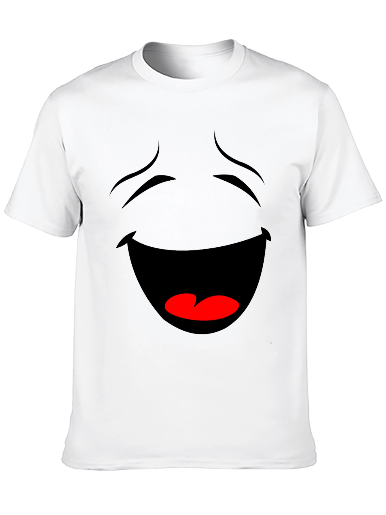 Laughing Face Graphic Tee - Black Cotton T-Shirt