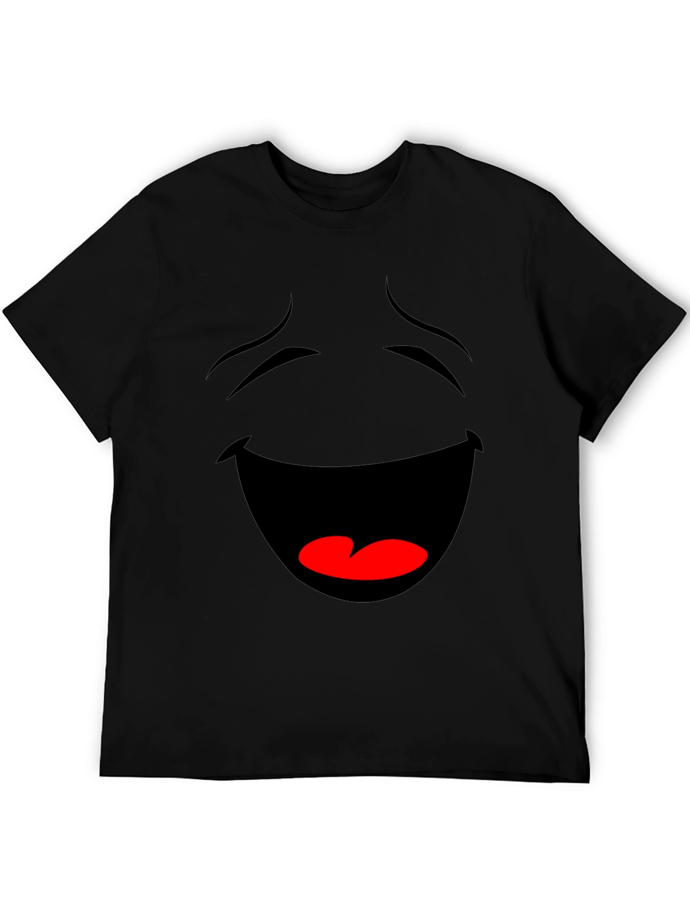 Laughing Face Graphic Tee - Black Cotton T-Shirt