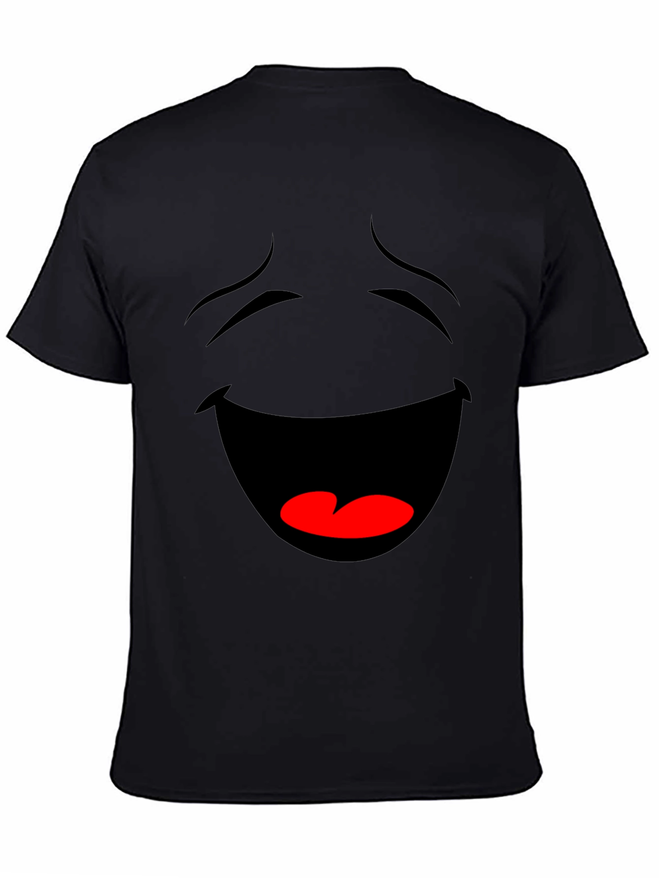 Laughing Face Graphic Tee - Black Cotton T-Shirt