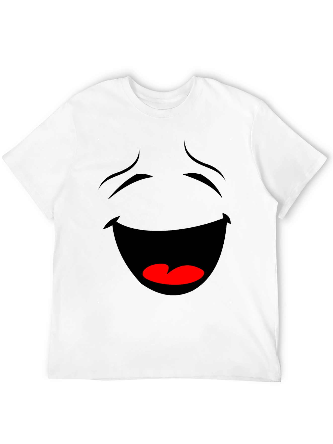 Laughing Face Graphic Tee - Black Cotton T-Shirt
