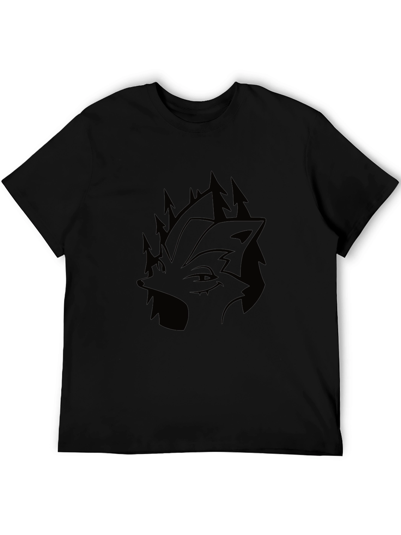 Mens Black Wolf & Forest Graphic Tee