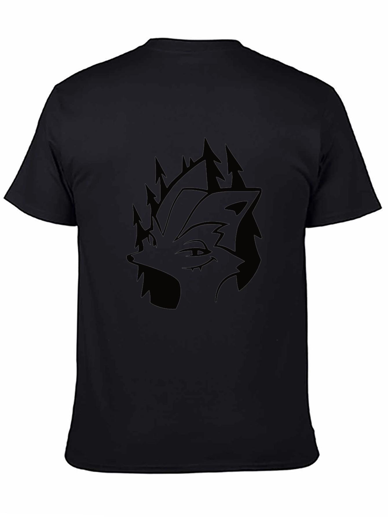 Mens Black Wolf & Forest Graphic Tee