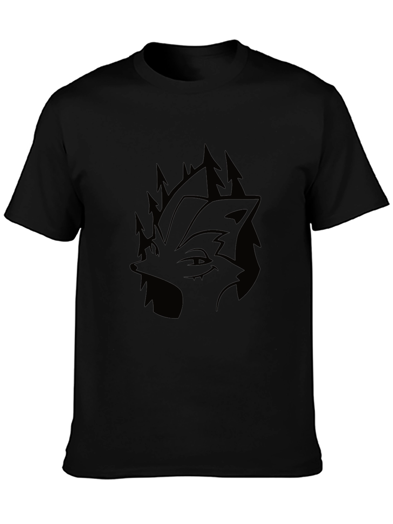 Mens Black Wolf & Forest Graphic Tee