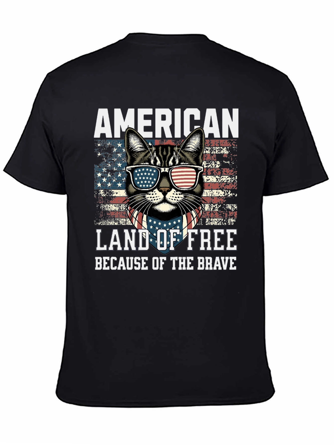 American Cat T-Shirt Land of Free